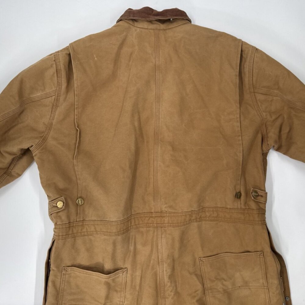 Vintage Carhartt Coveralls Quilted Insulated Duck Tan Mens 48 Red Lined X01 BRN - Picture 15 of 16